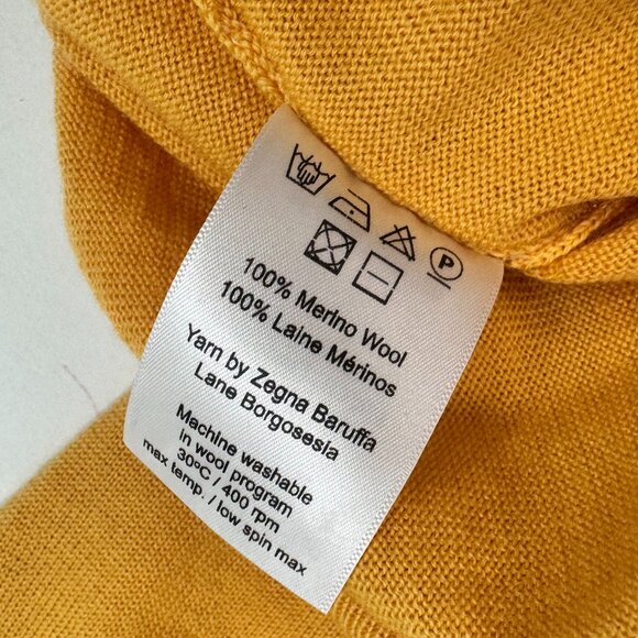 Men’s Mustard V-Neck Sweater with Suede Elbow Patches - Picture 8 of 11